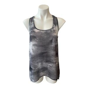 Vintage 2000s Y2K Wide Strap Grey Sleeveless Tank Top Scoop Neckline S/M